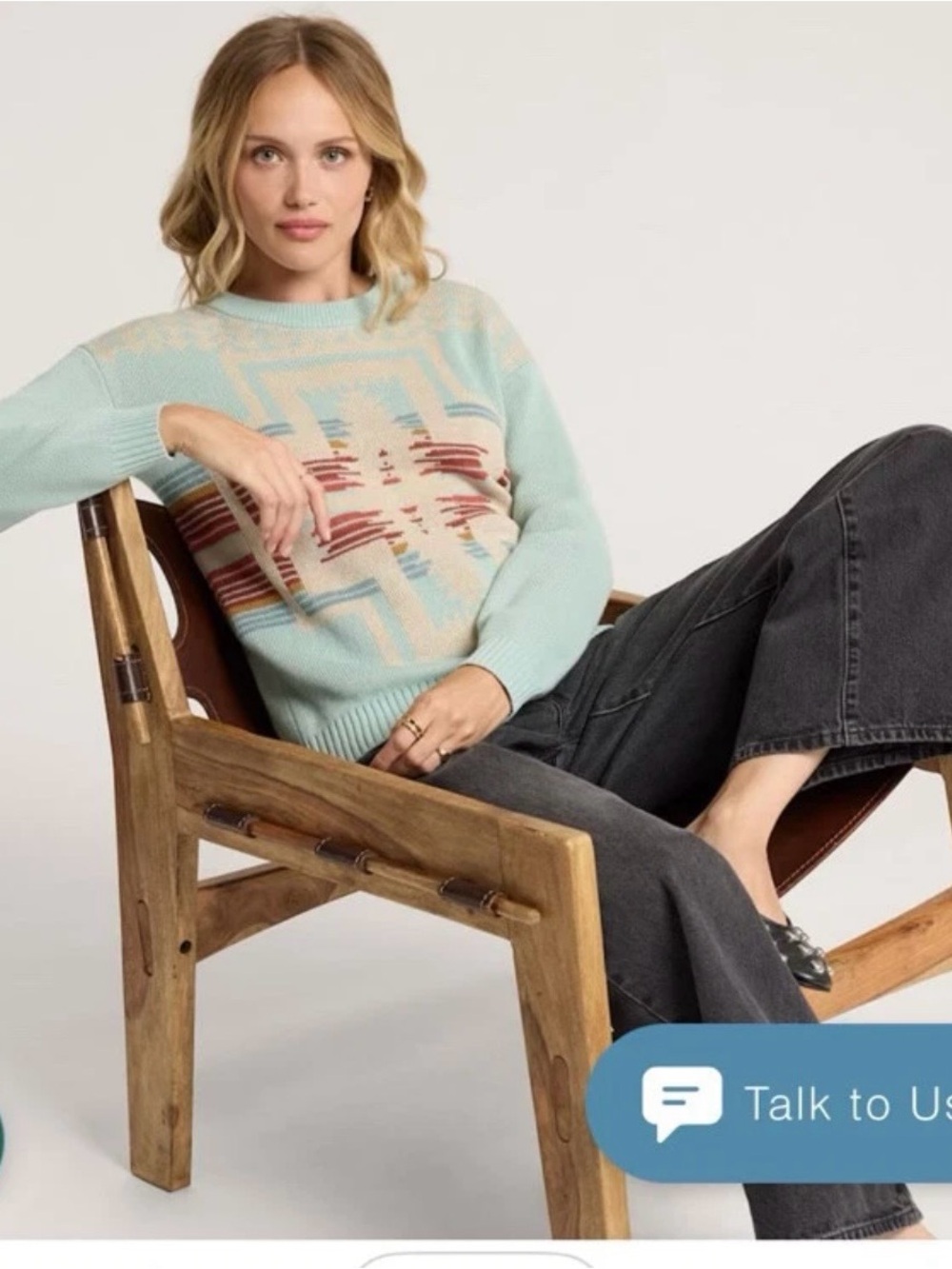 Pendleton Mint Green Southwestern Knit Sweater